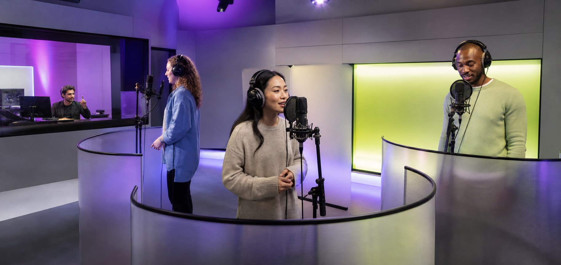 Ensemble de voix multilingues dans le studio Parlure Relief
